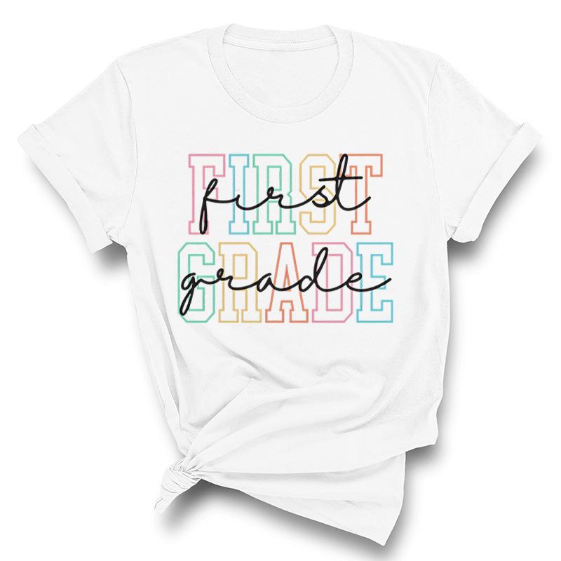 Hello First Grade Персонализированные модные толстовки с принтом Повседневные свободные футболки женские