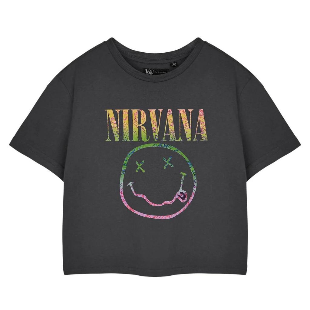 Nirvana Womens/Ladies Rainbow Logo Crop T-Shirt
