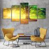 5 панелей пейзаж закат зеленое дерево лес холст картины постеры и принты настенные художественные фотографии гостиная домашний декор без рамки