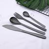 Black Matte Portable Tableware Cutlery Set 18/10 Stainless Steel Dinnerware Set Knife Fork Spoon Silverware Kitchen Flatware Dropshipping