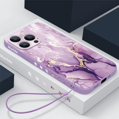 Для iPhone 16 Plus 15 14 Pro Max 13 12 Mini 11 7/8 Plus XR XS 17 16e Ударопрочный Цветной Мраморный Текстурный ТПУ Глянцевый Жесткий Чехол