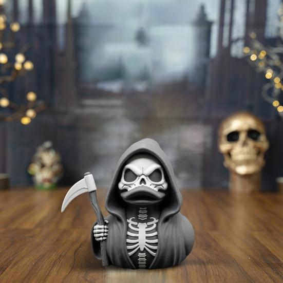 Scythe Фигурка Скелета Утки Смола Готическая Утка Орнамент Скелет Утки Коллекционная Статуэтка для Украшения на Хэллоуин Дом Офис Стол