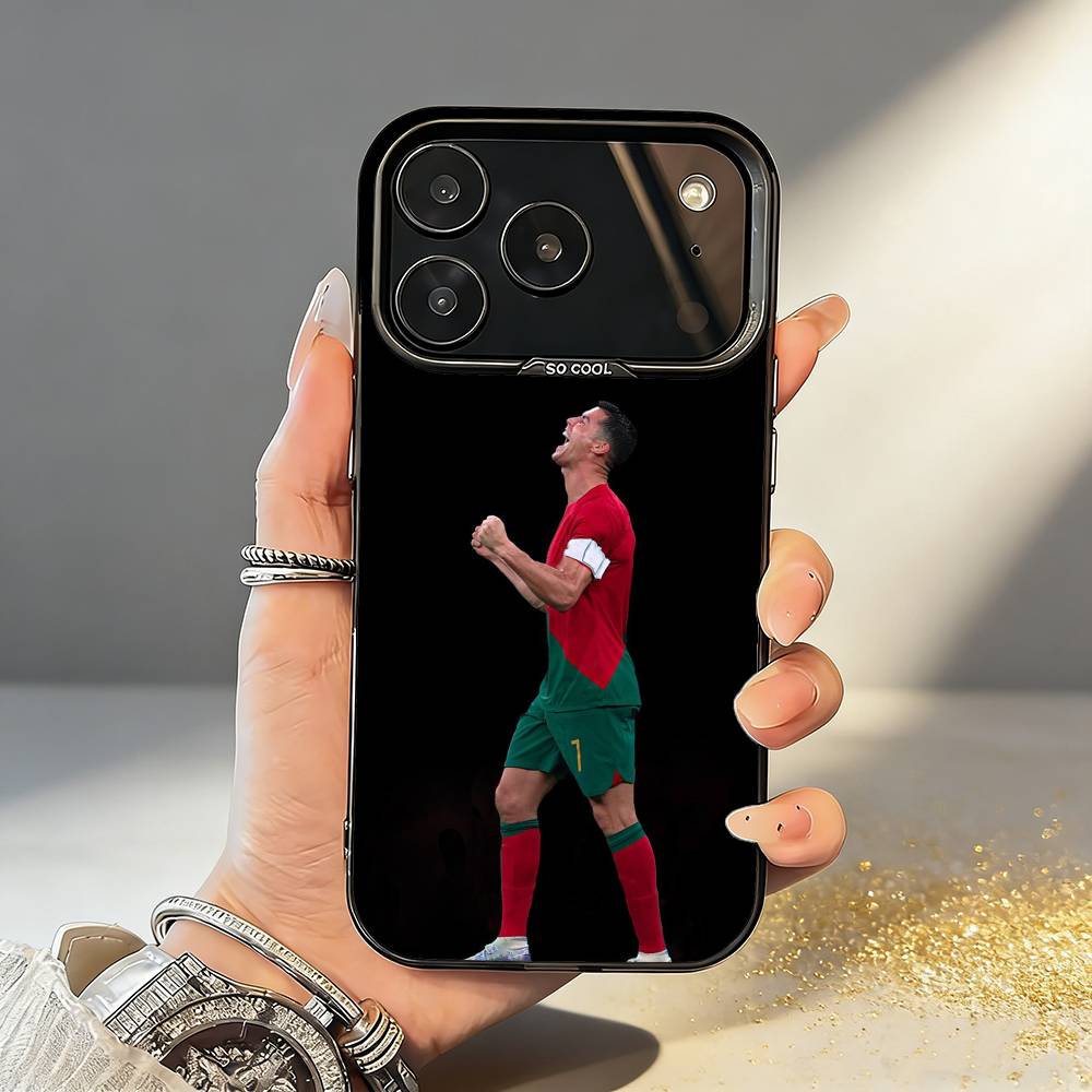 Чехол для телефона C-Cool C-Cristiano R-Ronaldo 7 для iPhone17 16 15 14 13 12 Pro Max Серый Черный Матовый Лазерный Металлик Аврора Funda