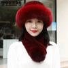 Soft Fuax Fur Thick Warm Scarf & Hat Sets Women's Solid Color Large Scarf + Hat Outdoor Windproof Cold-proof Accessories
