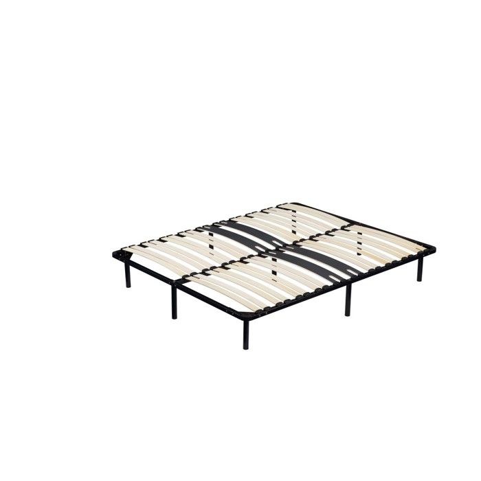 Michel - 140x190 Black Box Spring Slatted Frame Reinforced At the Basin 9 Feet Height 29 Cm In Metal - Quick and Easy Assembly