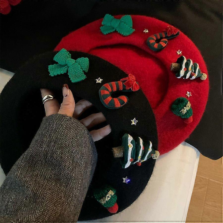 Christmas Gift Wool Beret for Women - Winter Warm Painter Hat, Stylish Vintage Beanie, Soft Comfortable Headwear for Holiday Gifting & Daily Wear