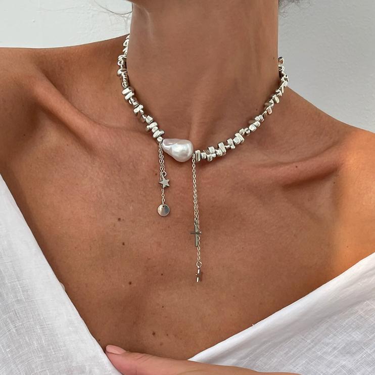 Винтажное панк-ожерелье из неровных нитей искусственного жемчуга, женские свадебные украшения Y2k, праздничные аксессуары, подарки