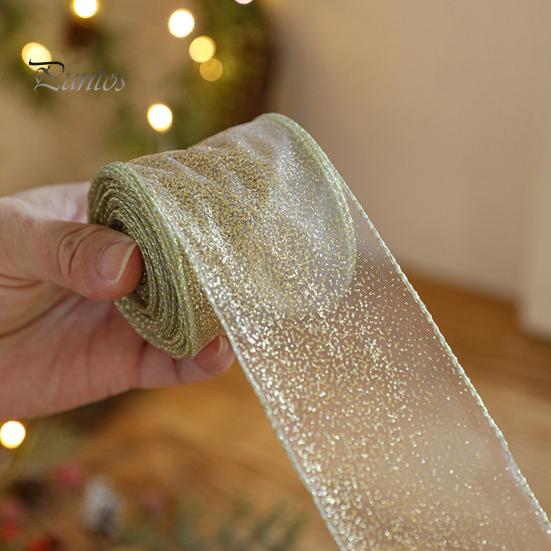 Универсальная лента для упаковки 2,5" x 2,2 ярда Золотая прозрачная Декорация Рождественской елки и атмосфера праздника Домашний декор Упаковка подарков, Полупрозрачная