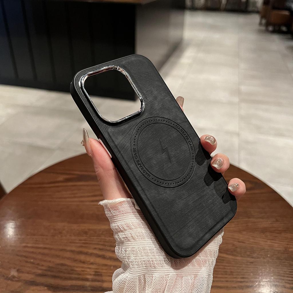 Беспроводная зарядка Магнитный кожаный чехол Для iPhone 16 15 14 13 12 11 Pro Max 14 Plus Для Magsafe Бампер Ударопрочный чехол