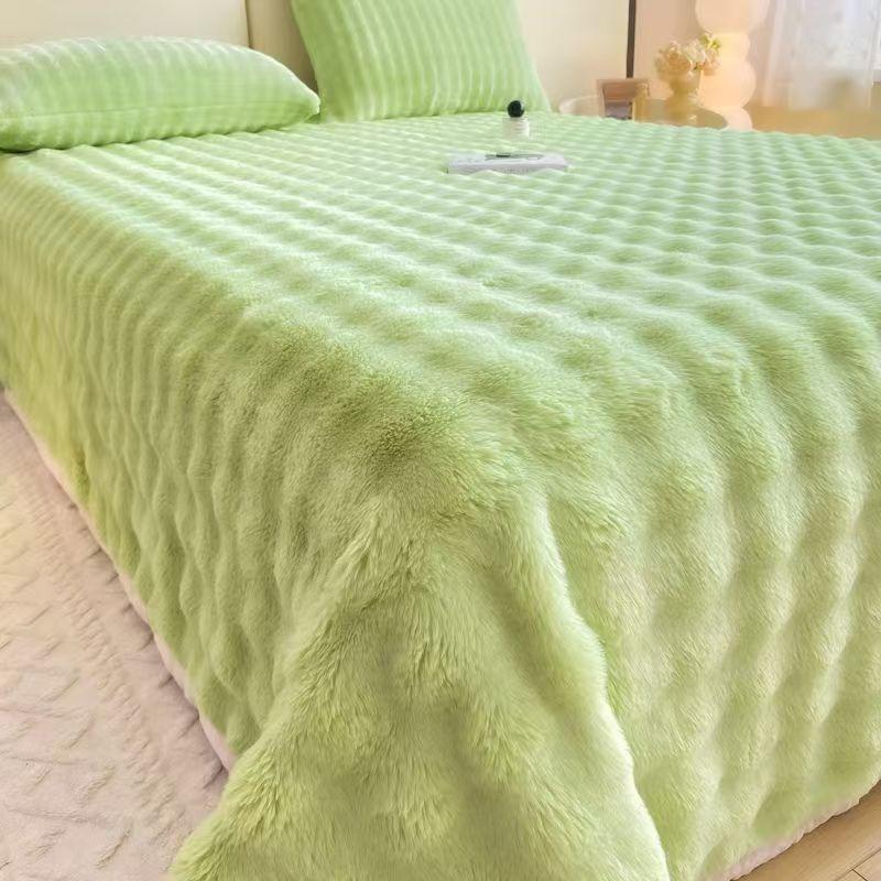 Жаккардовый Зимний Толстый Теплый Коралловый Плюшевый Наматрасник Высокая Эластичность Нескользящий Дышащий Подходит для Спальни Мягкая Простыня