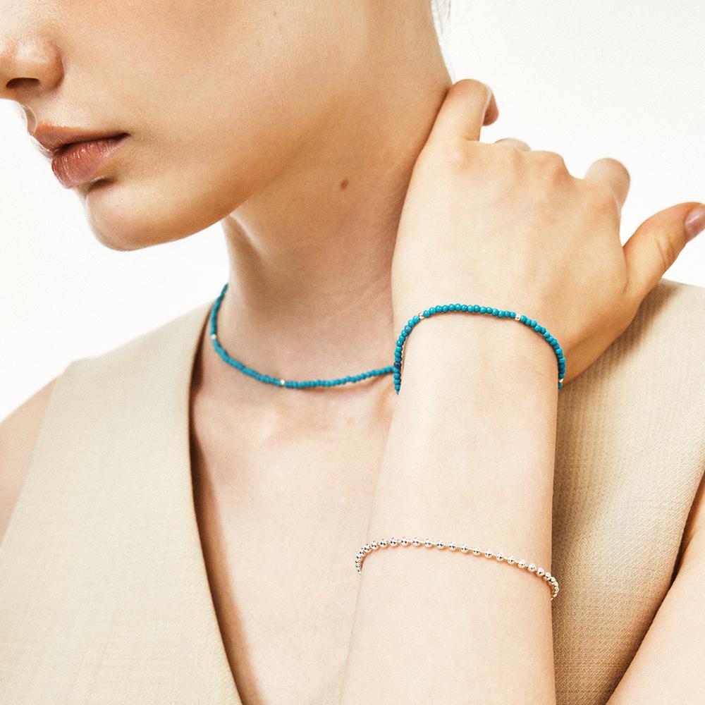 Серебряный браслет Lunne 925 с шариком-подвеской и бирюзой #Lsb20