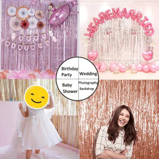 100x200cm Glitter Fringes Metallic Curtain Birthday Party Wedding Backdrop Decor