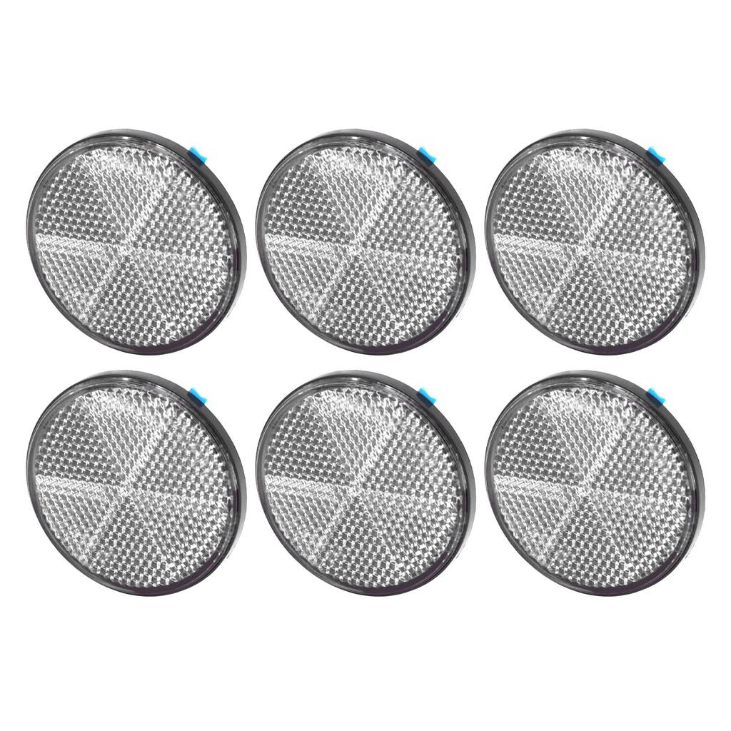 6pcs Round Reflectors Self Adhesive 2.24in Safety Reflector for Mailboxes Driveway Tunnels Post Cars Trailer White