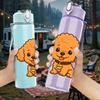 1PC Puppy Dog Pet Cute Cartoon 750ml Color Plastic Sports Water Bottle Leakproof Flip Straw Lid Suitable for Sports Office Home Use
