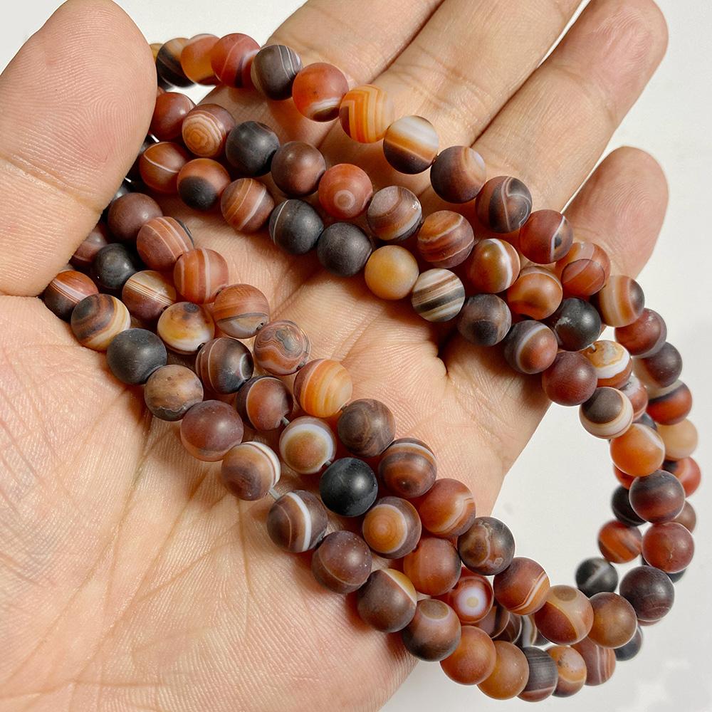 6 8 10 MM Matte Natural Stone Beads Polished Blue Stripes Agates Stone Beads Diy Spacer loose Beads for Jewelry Making bracelet