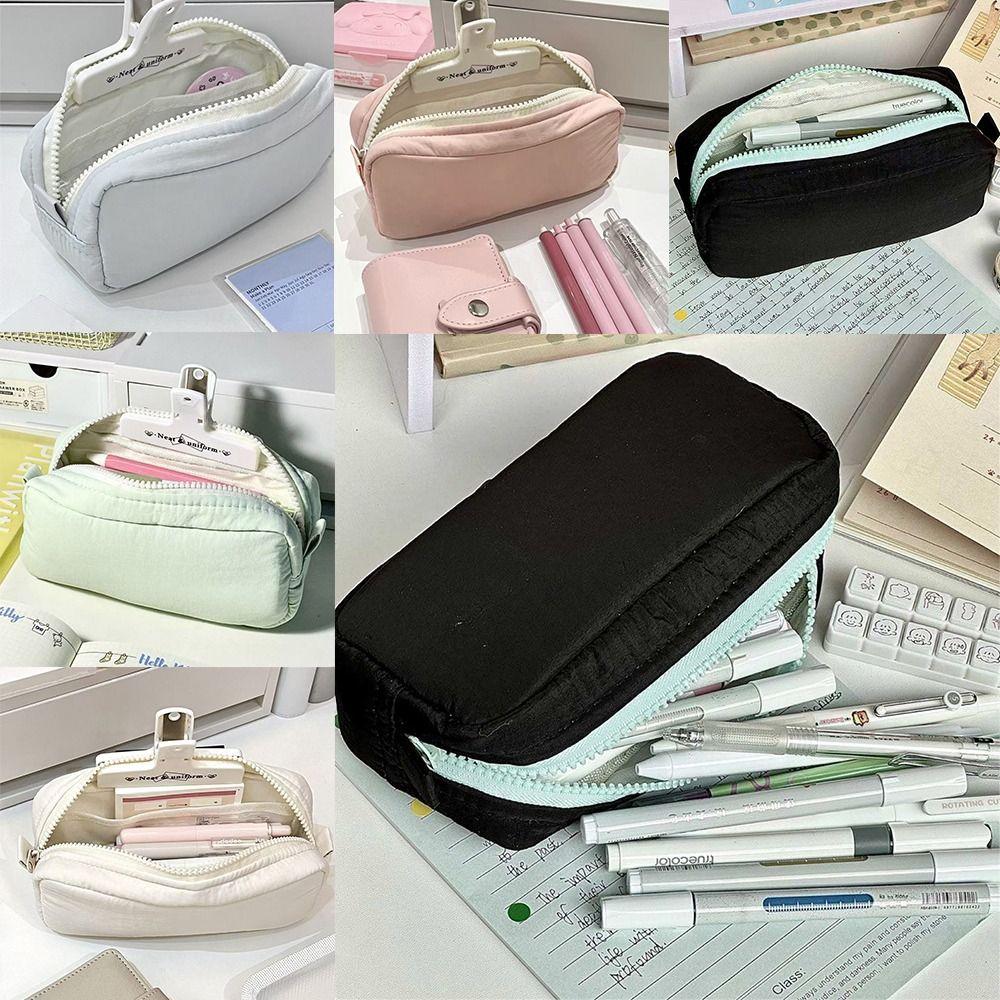 Large Capacity Pen Bag Zipper Design Stationery Organizer New Pencil Case Students