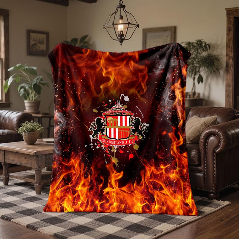 Sunderland Football Print Flannel Blanket Soft Warm Sofa Bed Throw Blanket For Home Office Bedroom