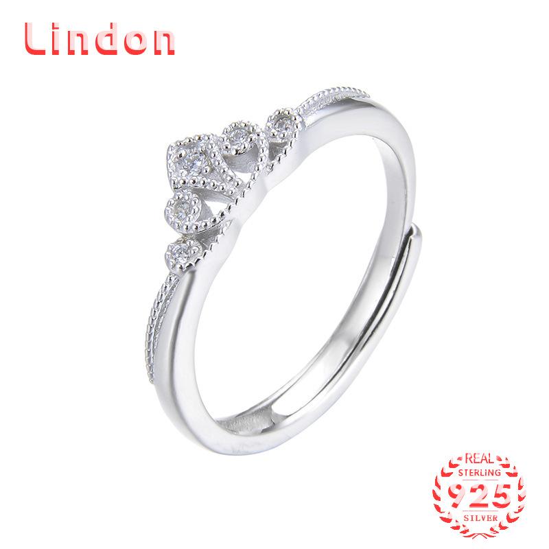 Lindon Classic 925 Sterling Silver Zircon Ring Ladies Jewelry Wedding Promise Party Gift