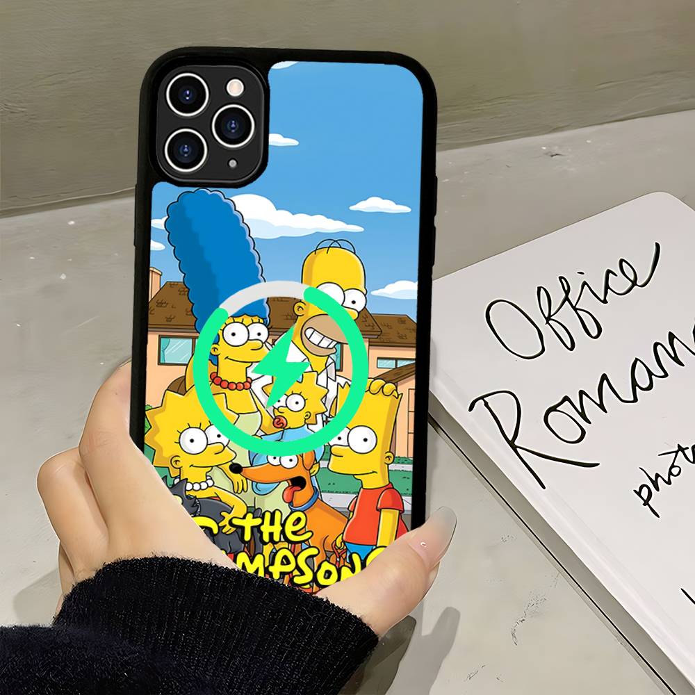 Смешной мультяшный чехол для телефона S-Simpsons Для IPhone 17 Air 16 15 14 13 12 11 Pro Max Plus Для Magsafe Беспроводная зарядка Чехол
