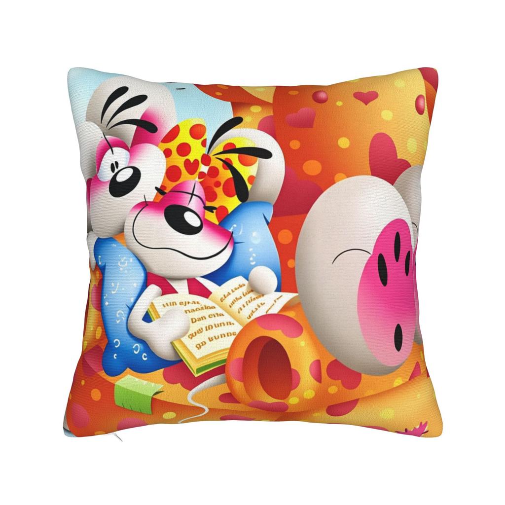 Diddl and Diddlina Pillow Cover Square Pillow Case Cushion Cover Kawaii Graphic Pillowcases For Office Car Home Decorative