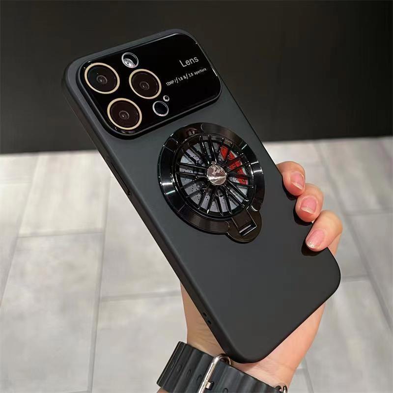Подходит для чехла для мобильного телефона iPhone 15, вращающийся гироскопический кронштейн, магнитная присоска, Apple 14pro, матовый чехол с большим окном