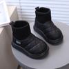 Children's Boots Warm Non-Slip Kids Boots Plush Lining Upper Woolen Stitching Design Short Boots Comfortable Solid Color Kids Shoes