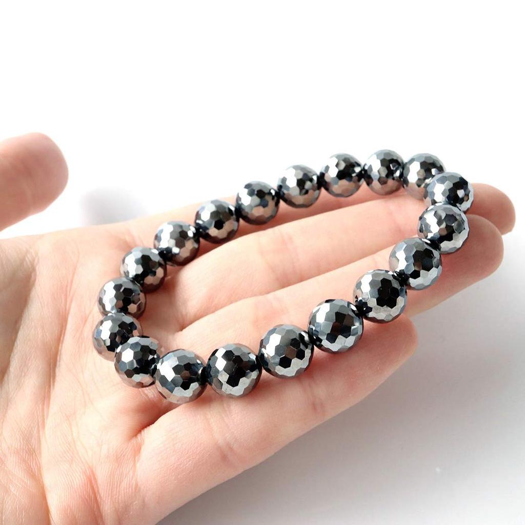High Purity Mirror Cut Terahertz Ore Bracelet 10mm Comes with Exclusive Box Inner Diameter [GOLD STONE] Approx. 17.5cm