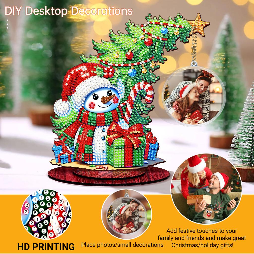 Photo Christmas Tree Table Top Diamond Painting Ornament Kits Wood Diamond Painting Desktop Decorations Bedroom Table Decoration