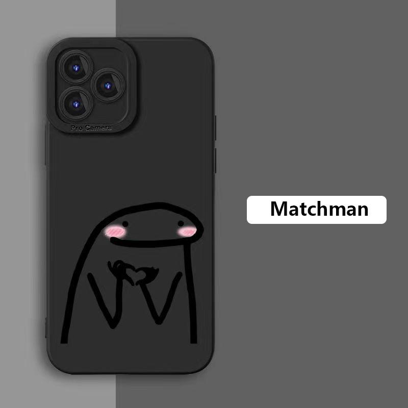 Cute Cartoon Matchman Silicone Phone Case For IPhone 16 15 14 13 Pro Max 12 Mini 11 Pro XS XR X 7 8 Plus SE  Case
