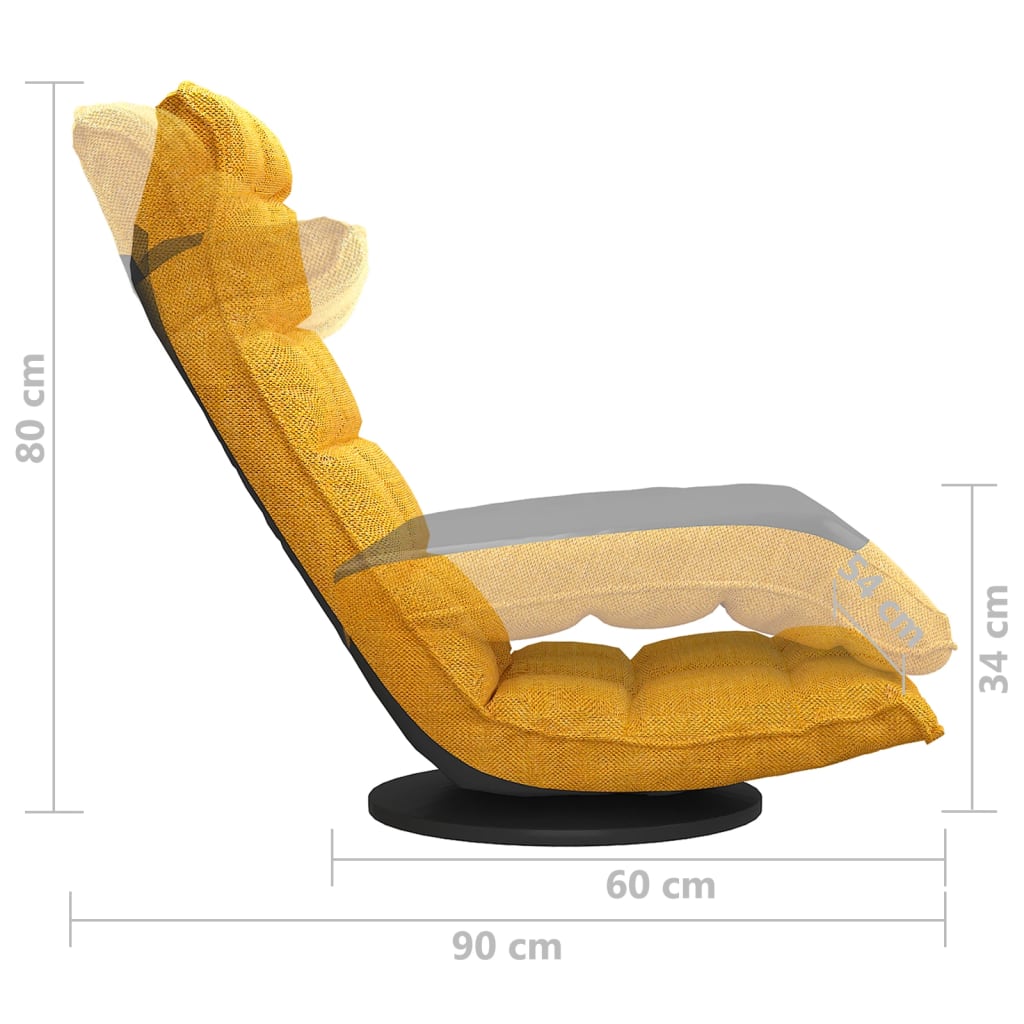 Floor Chair Swivel Mustard Yellow Fabric