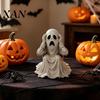 Desktop Halloween Decor Ghost Figurine, Scary Face Statue, Resin Spooky Wrinkled Robe Statue White Decoration for Indoor Home, Office, Desk Ornament