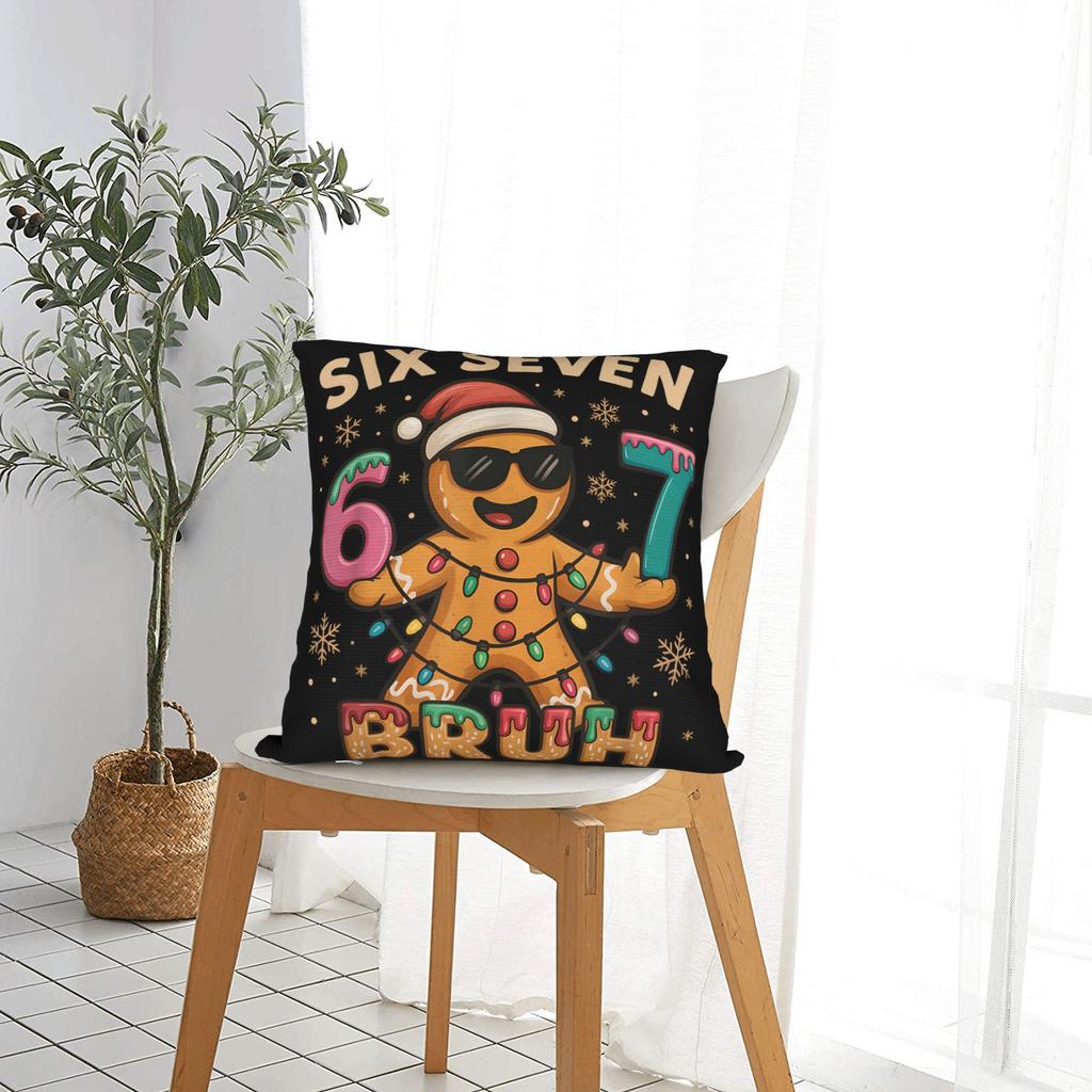 Bruh 67 Christmas Six Seven Pillow Cover  Retro Trendy Pillow Case For Office Car Home Decor Print Pillowcases Birthday Gift