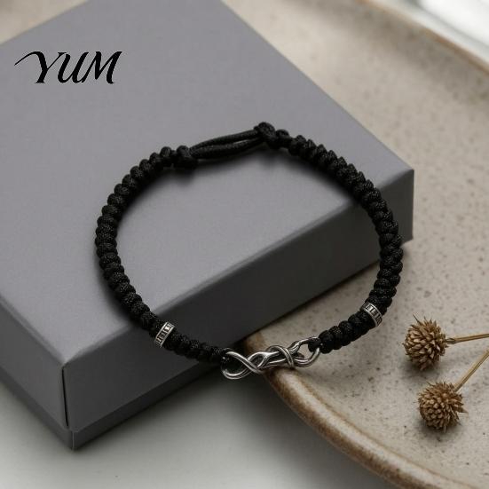 Black White Couple Set Braided Bracelet for Men Women, Handmade Adjustable String Hand Woven Rope Jewelry Bracelet, Boho Romantic Wristband