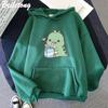 Dinosaur Oversized Cartoon Women Sweatshirt Hoodie Cute Print Kawaii Clothes for Girl Pullover Casual Funny Women Harajuku Wram