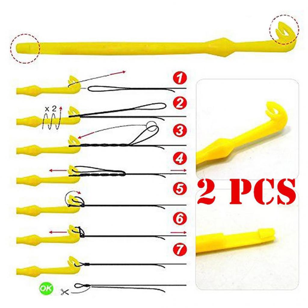 2Pcs Fishing Hook Loop Remover Disgorger Tool Fast Knot Tying Line Tier Kit