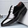 2025 New Leather Shoes Men's Business Leather Shoes Men's Lace-up Low-top Patent Leather Three-joint Men's Shoes Korean Version Pointed Wedding Shoes