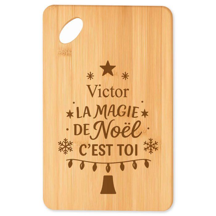 Planche à découper en bambou - PLANETEE - Victor Magie de Noël Sapin - Motif sapin - Plateau apéro - Design festif