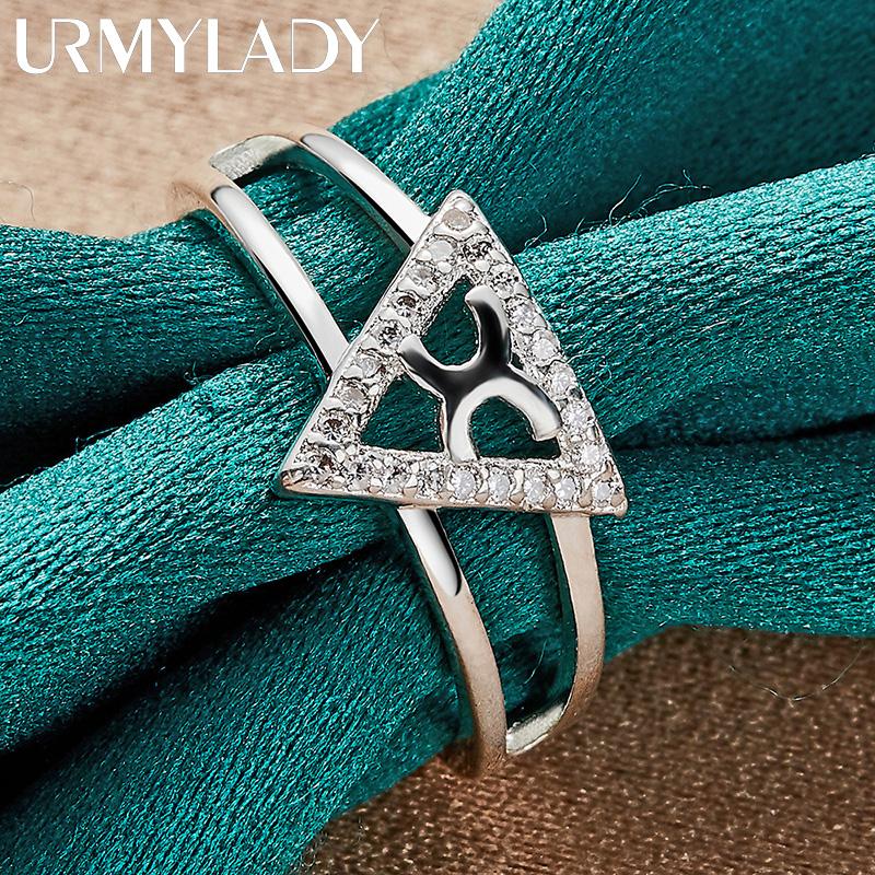 Кольцо из стерлингового серебра 925 пробы с тригональным цирконом 7, 8, 9, 10 для женщин, очаровательные ювелирные изделия