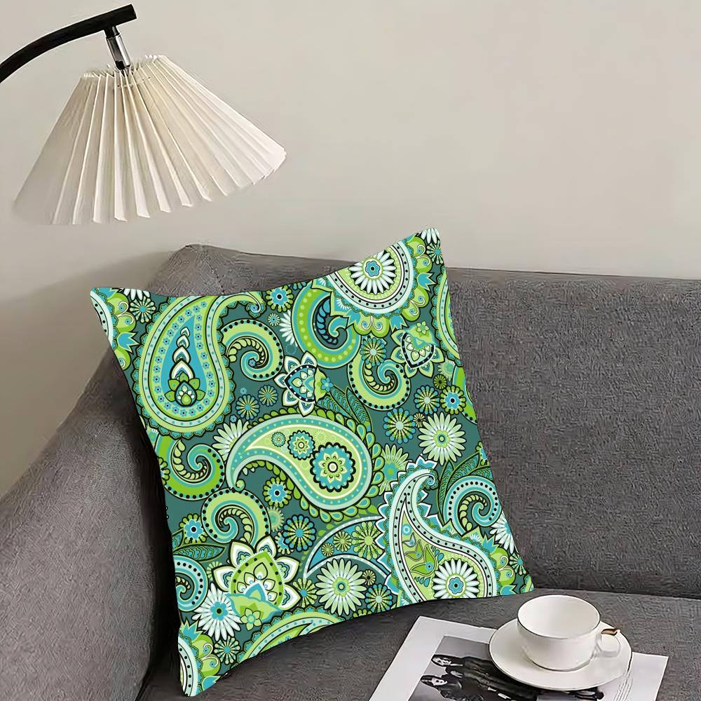 Painted Design PPaisleyS ART Cushion Cover Pillowcase Ultra Soft Skin Friendly Fabric Cloud Like Comfort Concealed Zipper