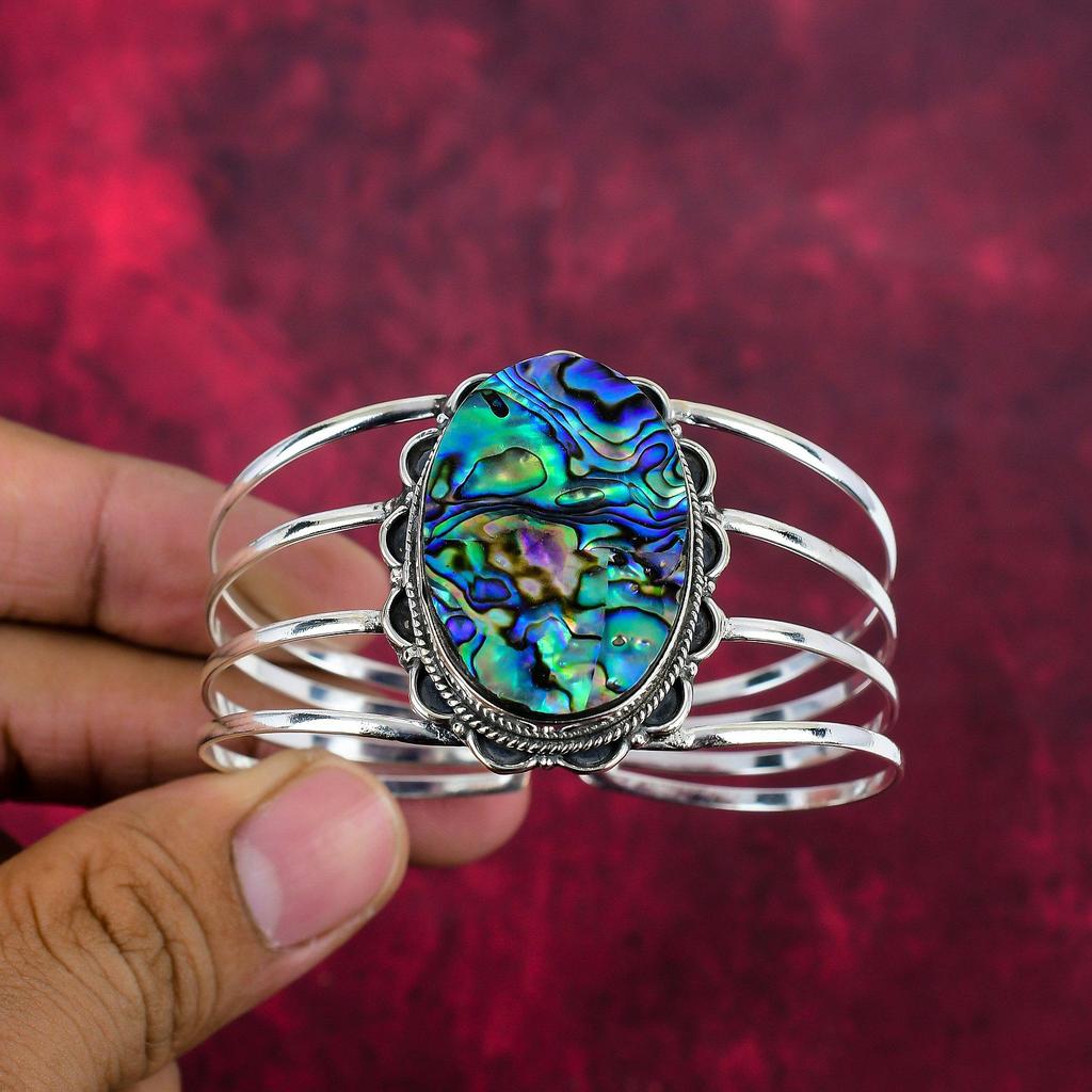 Браслет из ракушки Abalone Shell Bangle из цельного серебра 925 пробы, ювелирные изделия из драгоценных камней, браслет ручной работы, для свадебного подарка