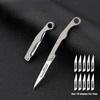 Mini Titanium Alloy Folding Surgical Knife Outdoor Portable Keychain Convenient Open Box EDC Knife with 10 Free Blades
