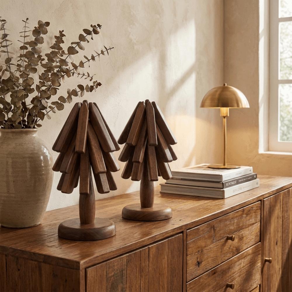 Tree Shaped Insulation Mat Solid Wood Cup Coaster Decorative Placemat Kitchen