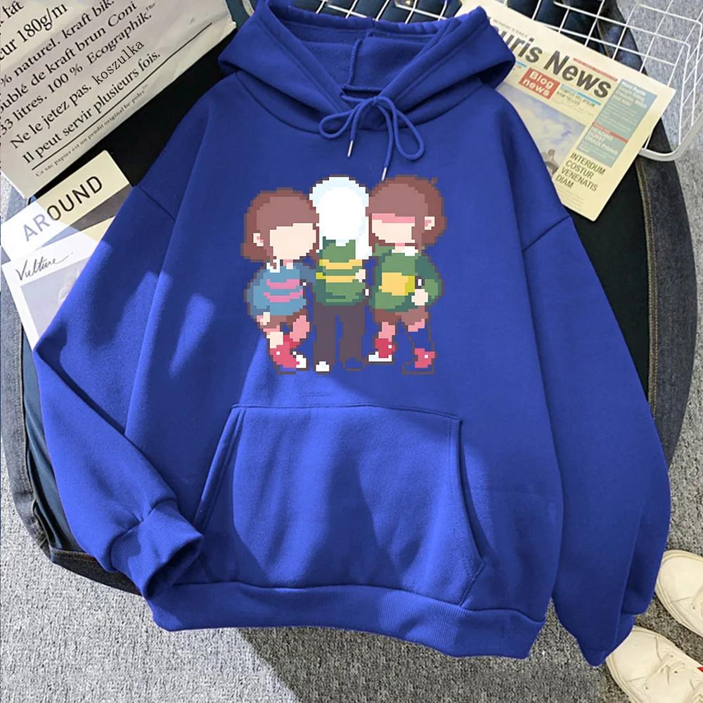 Undertale Chara Популярные персонажи Печать Толстовки Осенняя свободная флисовая одежда Высококачественные графические свитера с капюшоном