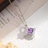 S925 pure silver natural yellow garnet necklace, square star shaped crystal pendant, luxurious jewelry with brushed craftsmanship, gift