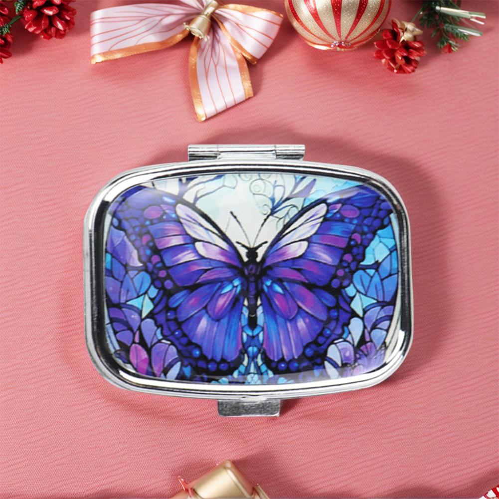 Маленькая таблетница и декоративный держатель для лекарств с 2 отделениями, металлический органайзер для таблеток для витаминов, рыбьего жира, пищевых добавок, контейнер для таблеток