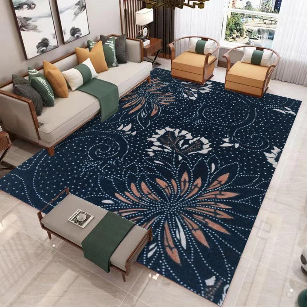 Retro Boho Floral Carpet Living Room Bedroom Balcony Sofa Table Door Entrance Rug Non-slip Machine Washable Home Decoration Mat