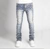 Stylish Jeans Fashionable Mens Straightleg Stretch Pearlwashed Layered Jeans