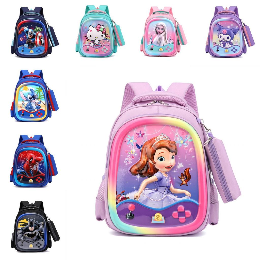 Elsa Hello Kitty Sofia Kuromi Backpack With Colorful Patterns And Air Cushion Straps For School Use