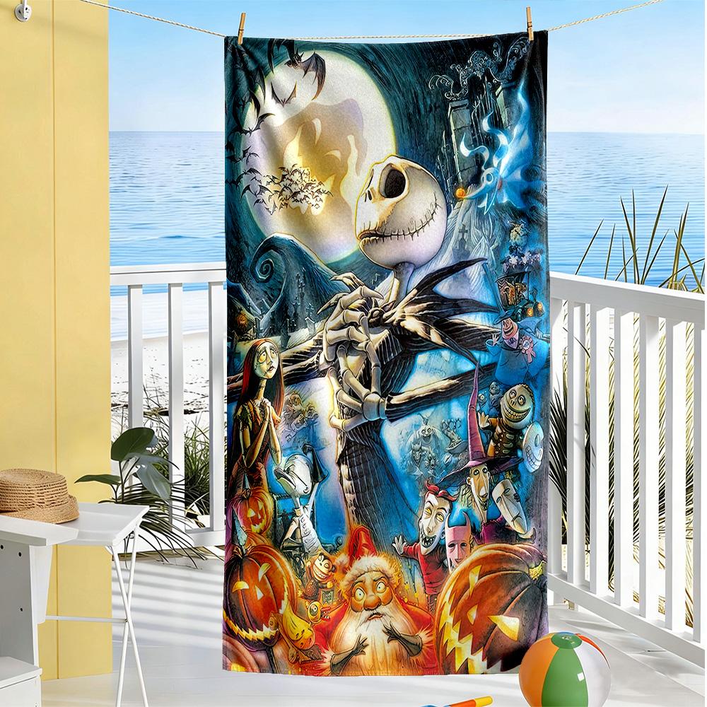 Christmas Nightmare Beach Towel Super Soft & Absorbent Comfortable Lightweight Perfect for Traveling Yoga Camping and Swimming