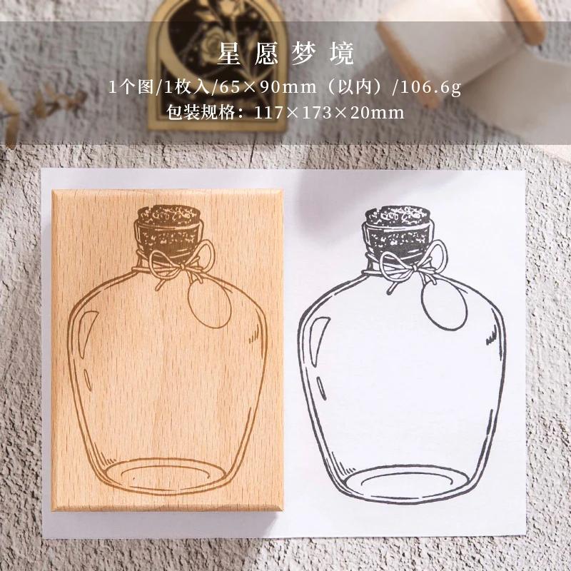 Yoofun Большой размер Винтажный Мечта в бутылке Деревянный штамп Журналирование Скрапбукинг DIY Деревянные штампы в виде бутылок Ретро канцелярия